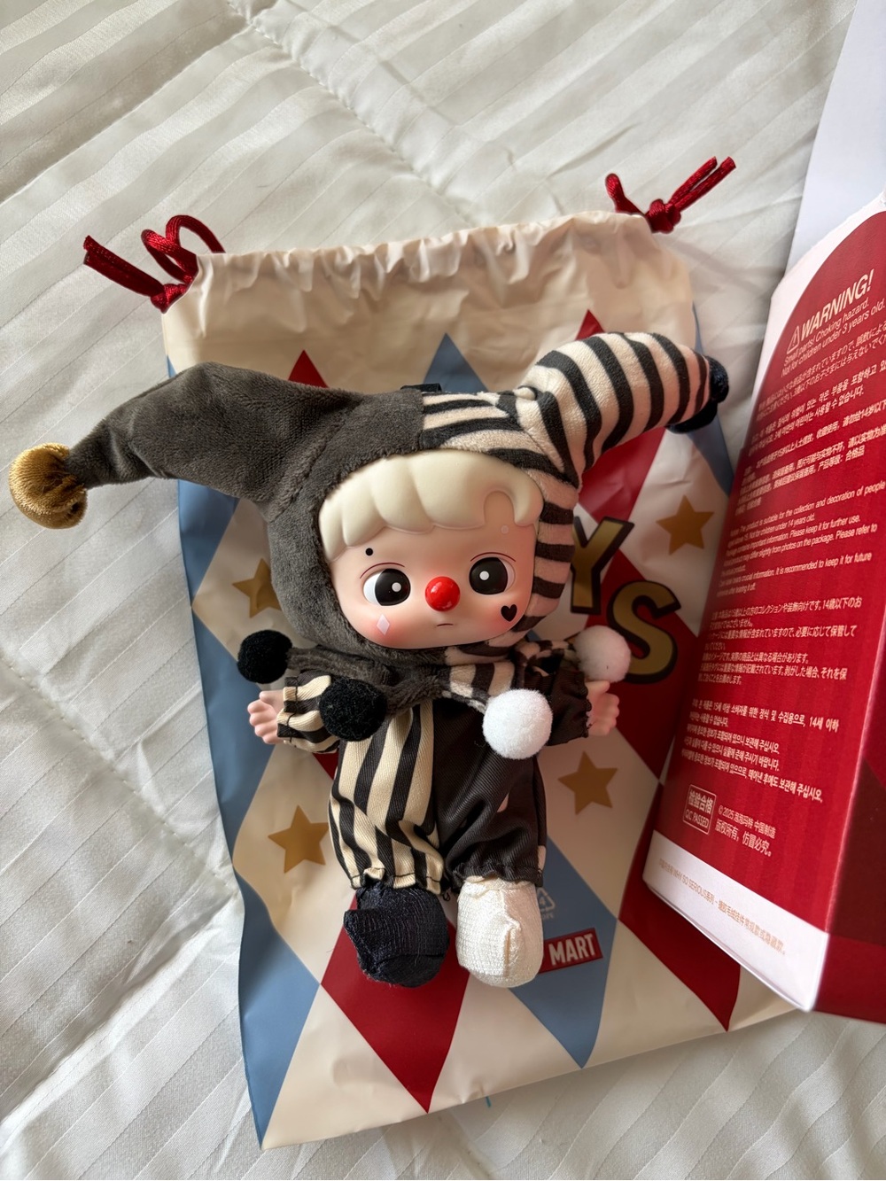 POP MART HACIPUPU Why So Serious Vinyl Plush Pendant - Silver Mist Clown